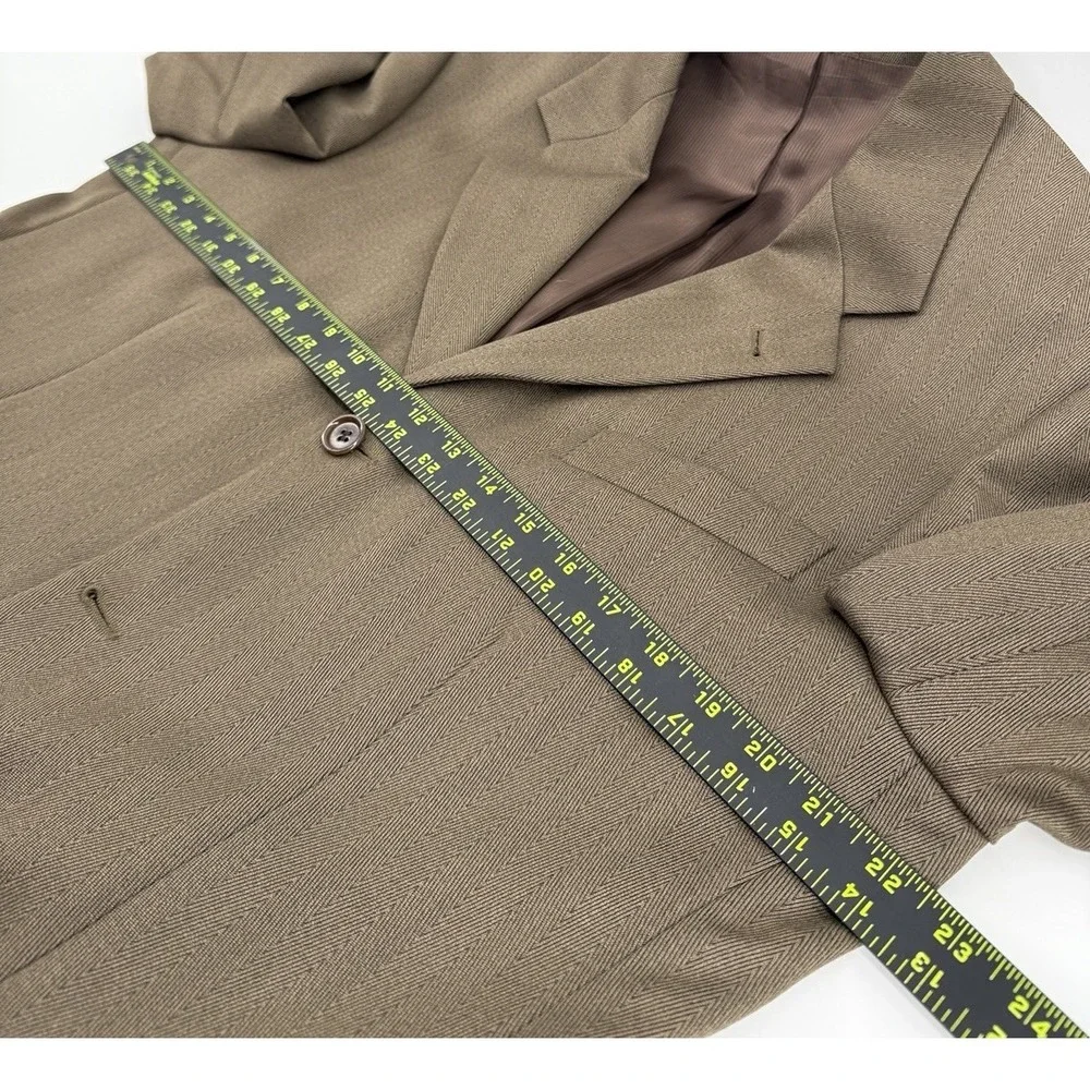 Zanetti Loro Piana Made In Italy Super 100s Merino Wool Brown Herringbone Blazer